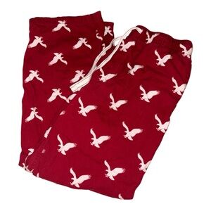 Mens American Eagle Outfitters Vintage White and Red Logo Flannel Pajama Pants